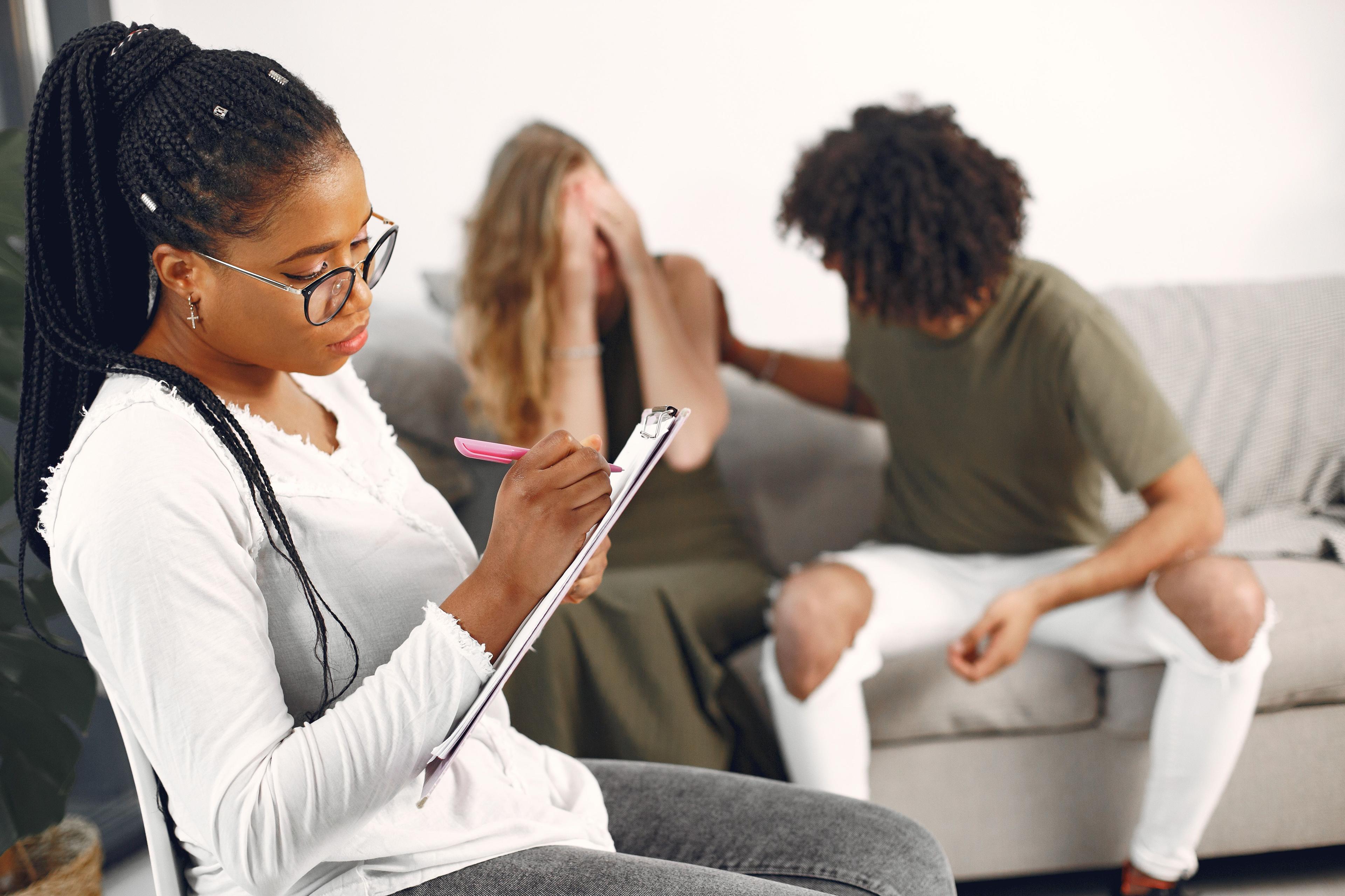 Person receiving mental and behavioral health support in a calm care setting