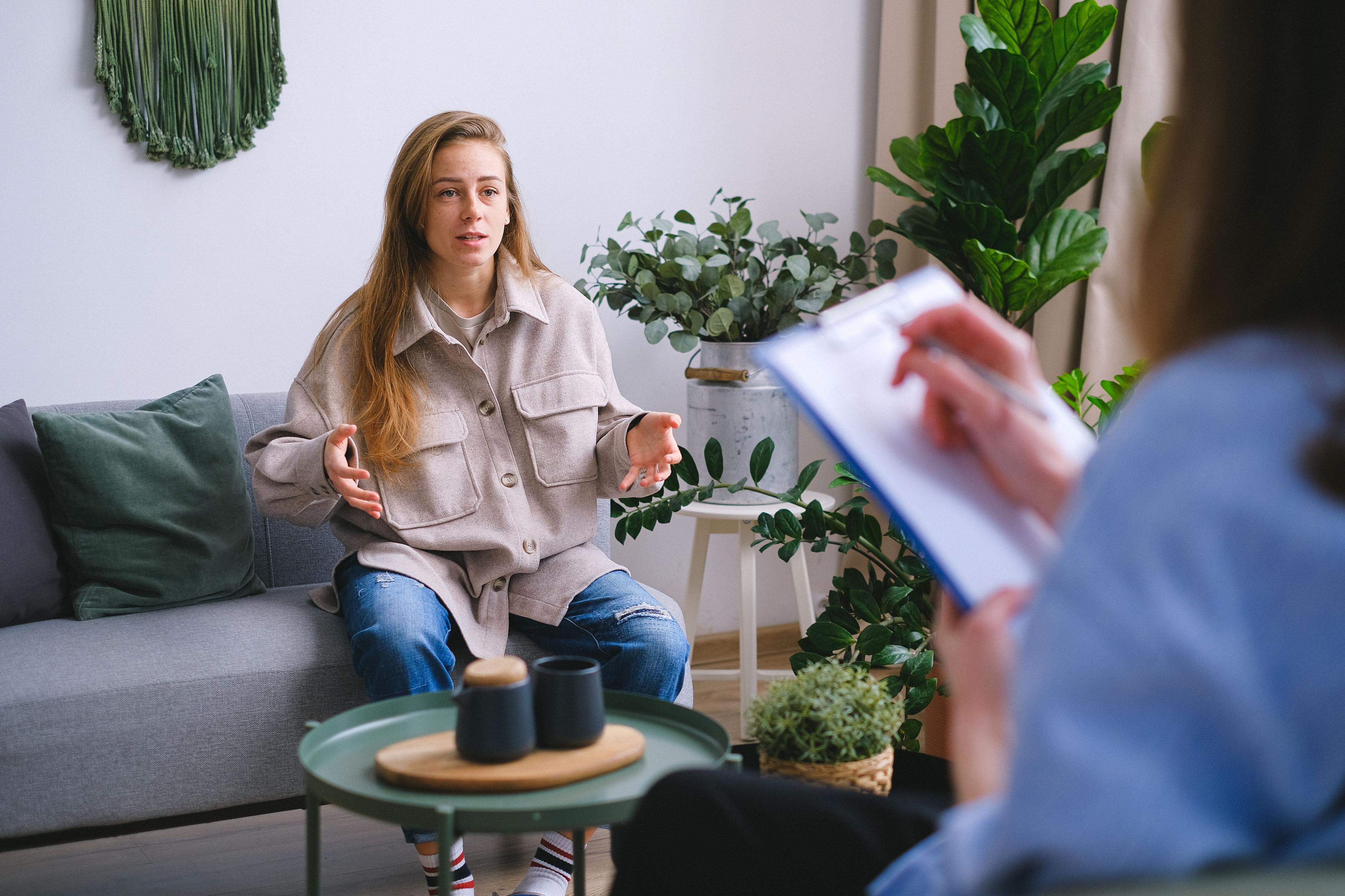 A person receiving mental and behavioral health support in a calm care setting